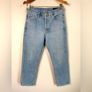 Goldsign High Rise Light Wash Straight Leg Ankle Length Denim Jeans 100% Cotton
